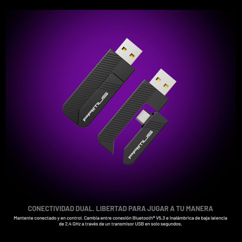 Diadema Gamer Primus Arcus 360bt, Microfono Extraible, Conexión USB 2.4Ghz / Negro