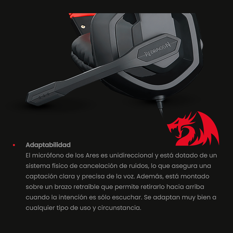 Diadema Gamer Redragon H120 Ares, Micrófono / Plug 3.5mm