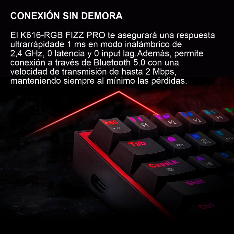 Teclado Gamer Mecánico Inalámbrico Redragon K616rgb Fizz Pro