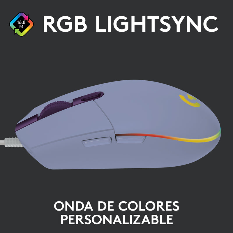 Combo Gamer Logitech Mouse G203 RGB Lila + Pad Mouse G240
