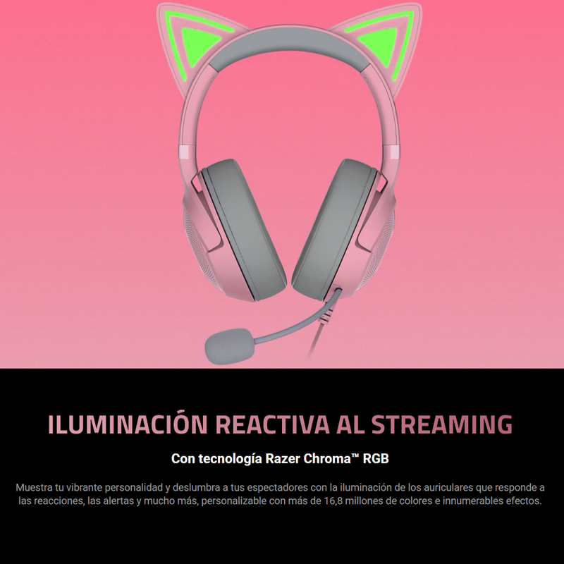 Audifonos Gamer Inalambricos Razer Kraken Kitty V2 Bt Rosa