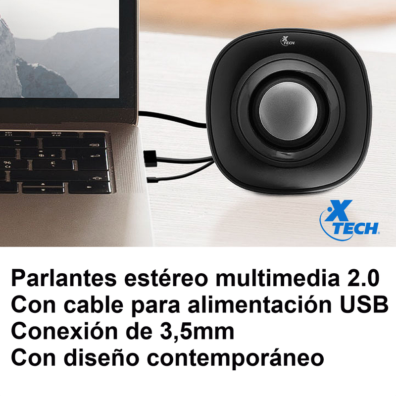 Parlantes Usb Estéreo Multimedia 2.0 Xtech Spekter Xts-115bl
