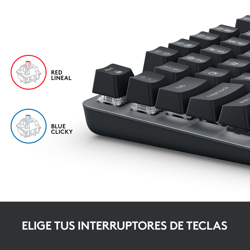 Teclado Mecánico Logitech K835 TKL con Diseño Compacto en Aluminio, Inglés