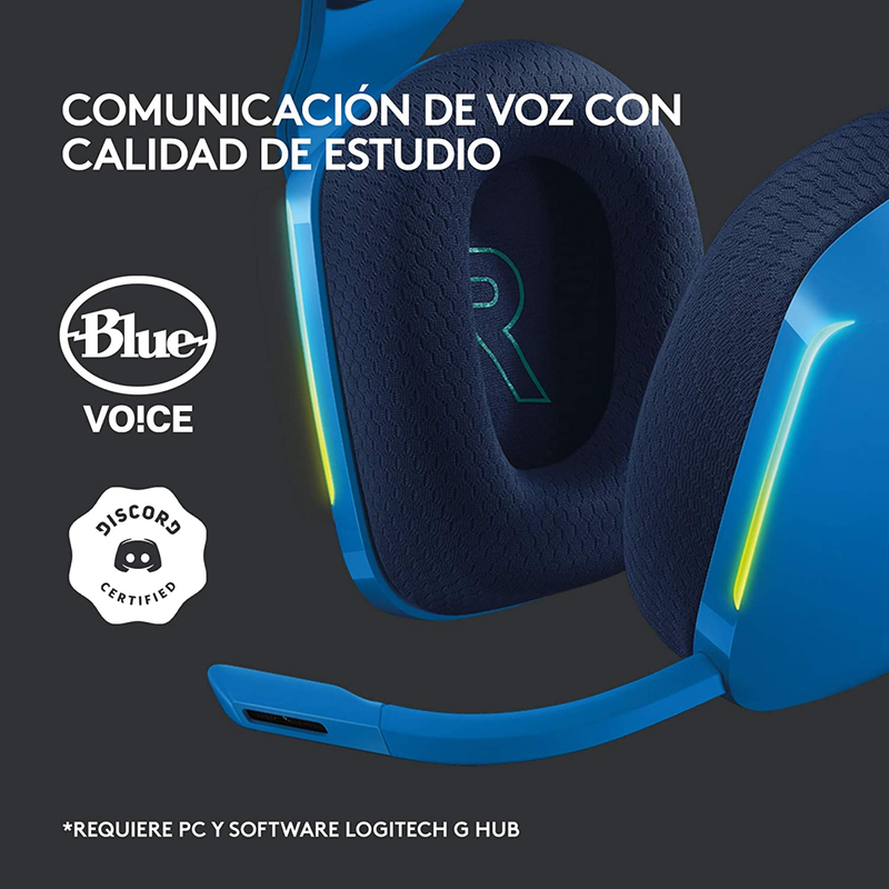 Diadema Gamer Inalámbrica Rgb Logitech G733 / 7.1 Dts, Azul