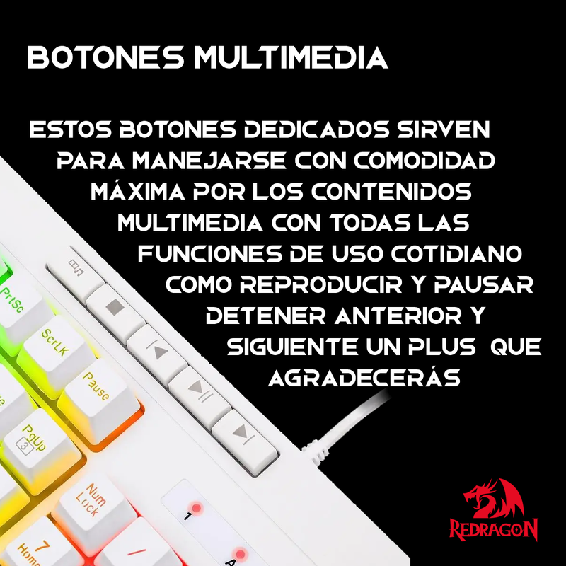 Teclado Gamer Redragon Shiva K512w Rgb Multimedia / 6 Macros