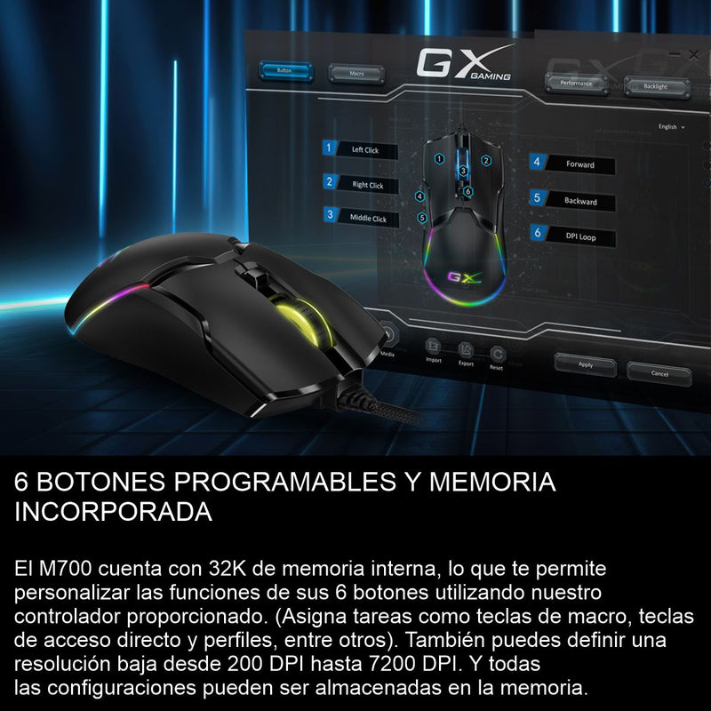 Mouse Gamer Rgb Genius Scorpion Gx M700, 6 Botones, 7200dpi