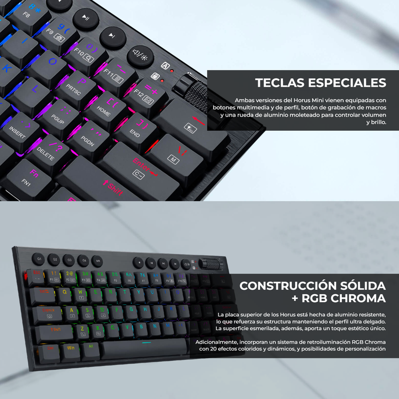 Teclado Gamer Mecánico Redragon K632 Rgb Horus Mini, Red