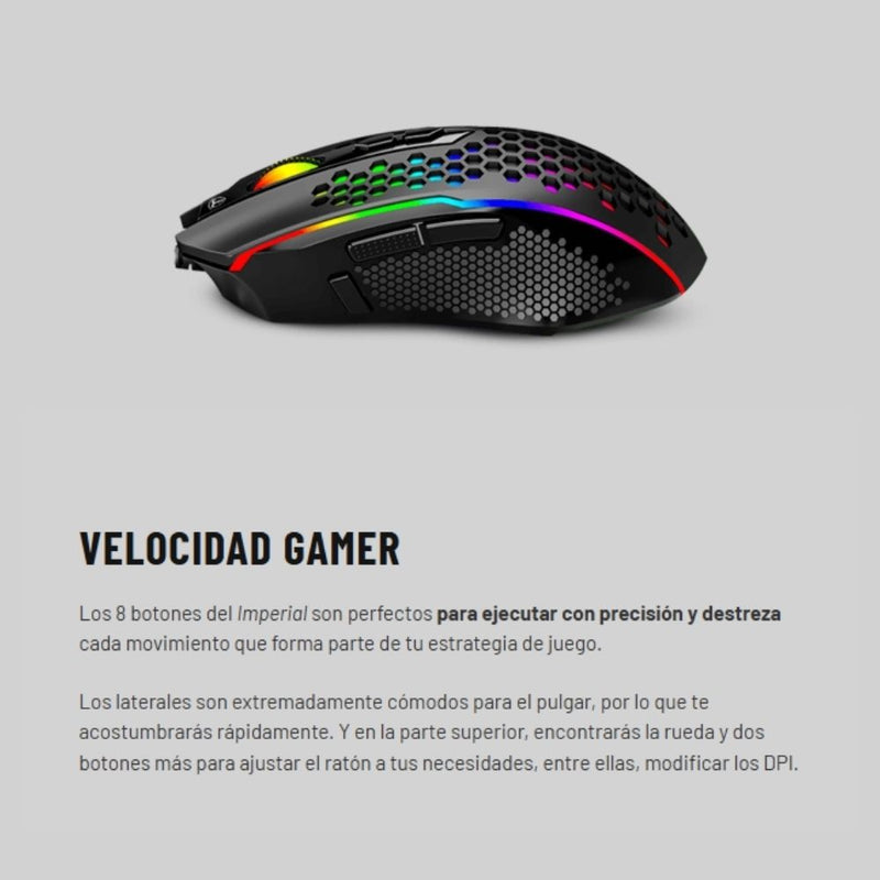Mouse Gamer T-dagger Imperial Lite, Iluminacion Rgb, 8 Botones Programables, 7200 Dpi Blanco