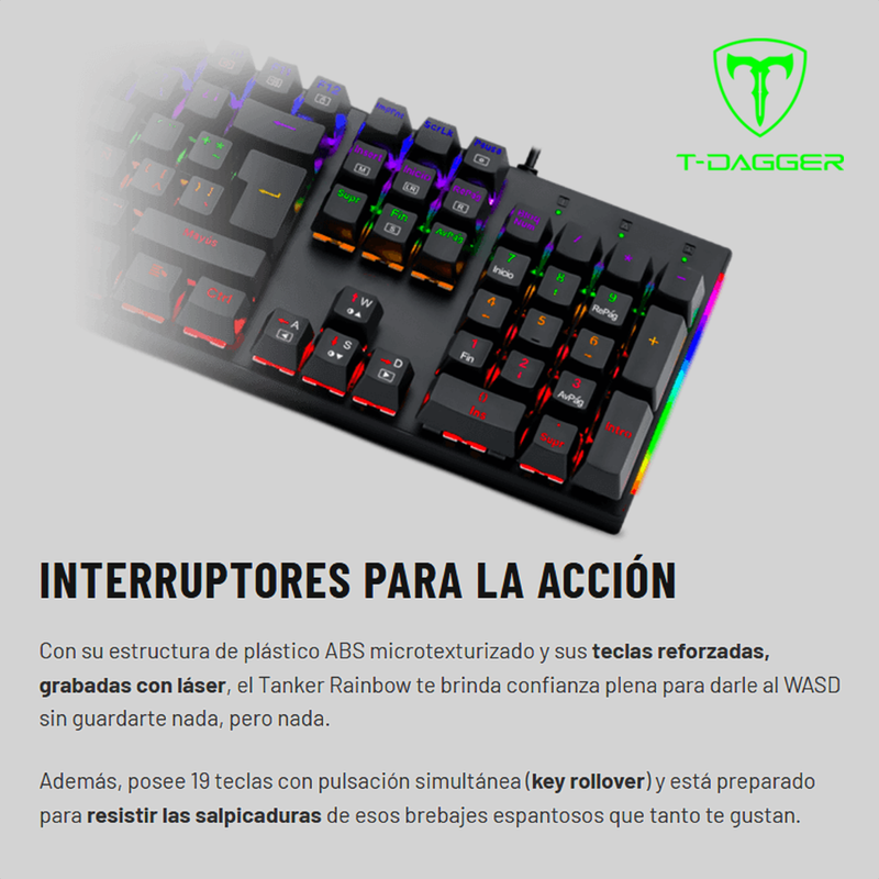 Teclado Gamer Mecánico T-dagger Tgk-310 Naxos Rgb Switch Blu