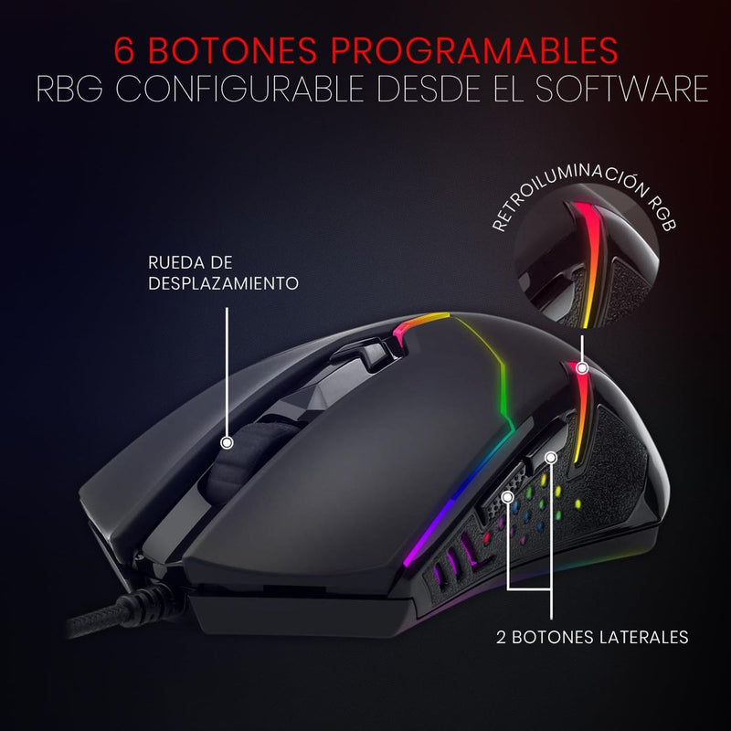 Combo Gamer Redragon Teclado K503 Rgb Esp + Mouse M601 Rgb