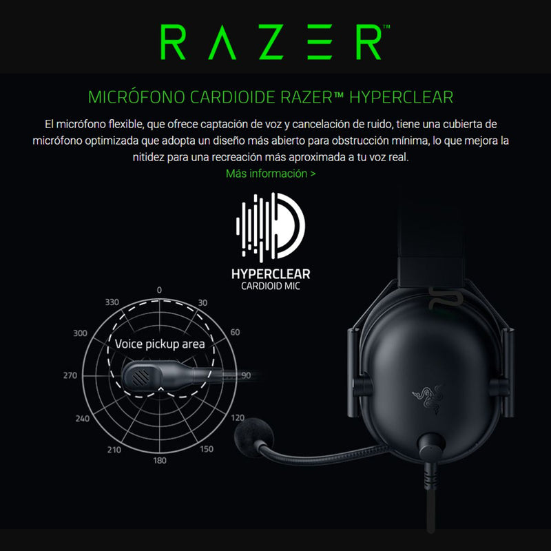 Razer Auriculares BlackShark V2 X Sonido 7.1 Mic HyperClear Cancelación Ruido PC Consolas Móvil - Total Black