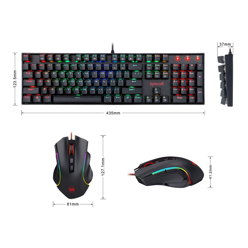 Combo Gamer Redragon K551rgb, Teclado Mecánico + Mouse M607