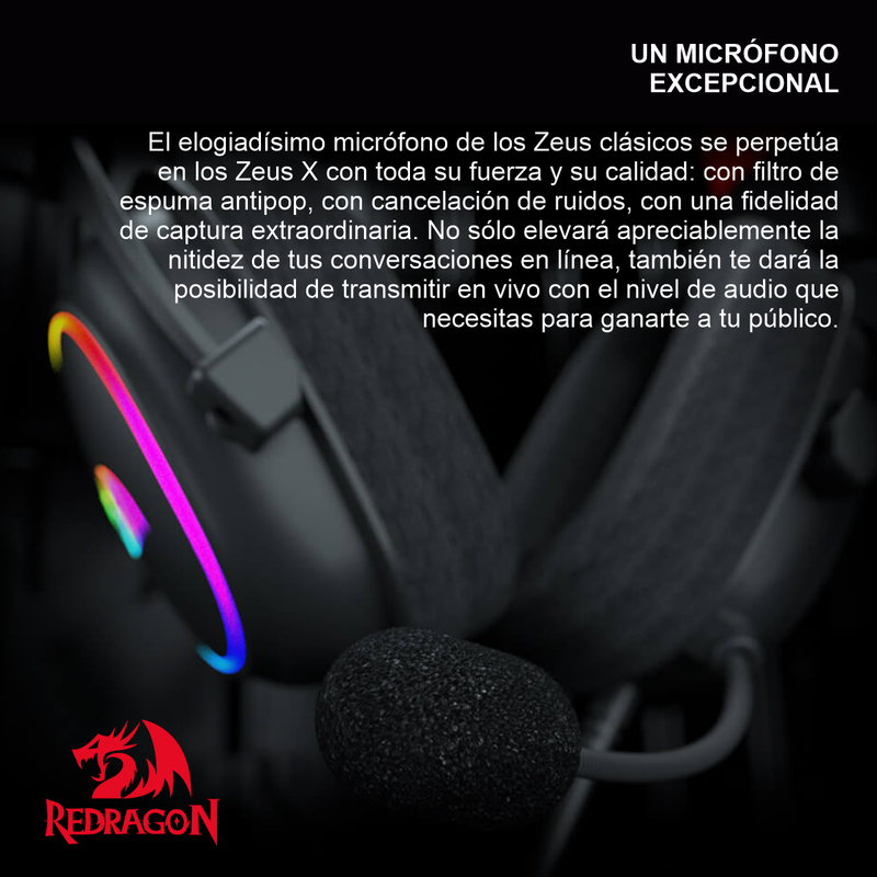 Diadema Gamer 7.1 Redragon H510-rgb Zeus X Con Micrófono