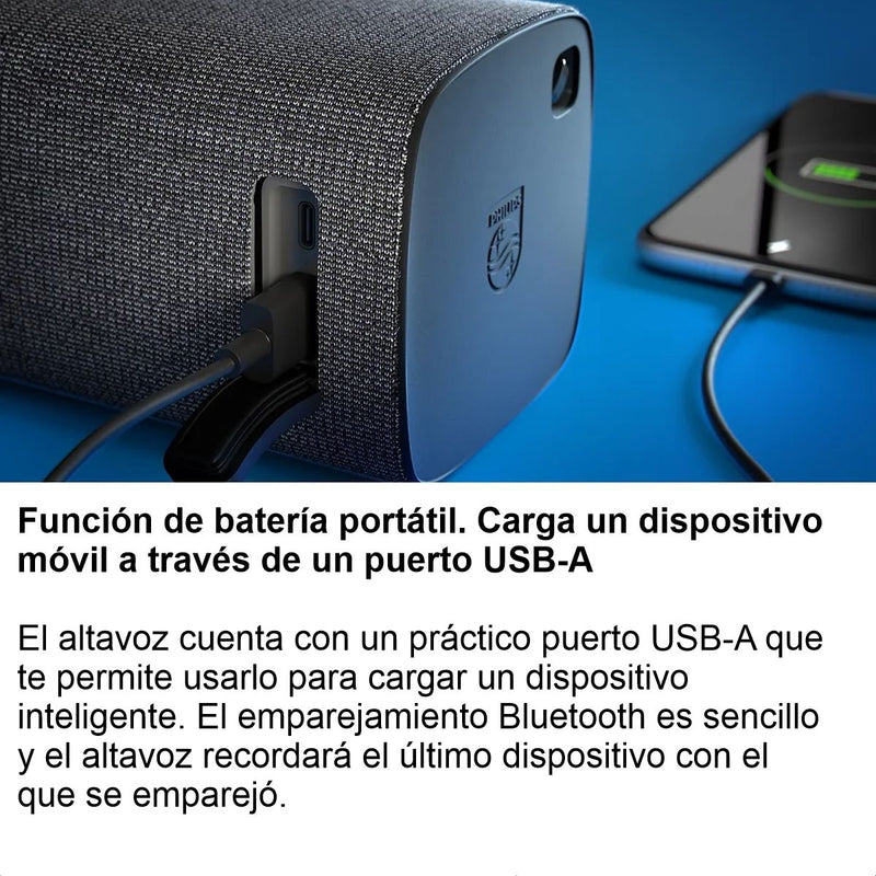 Parlante Inalámbrico Philips Tas7505, 30w, Ipx7, Power Bank