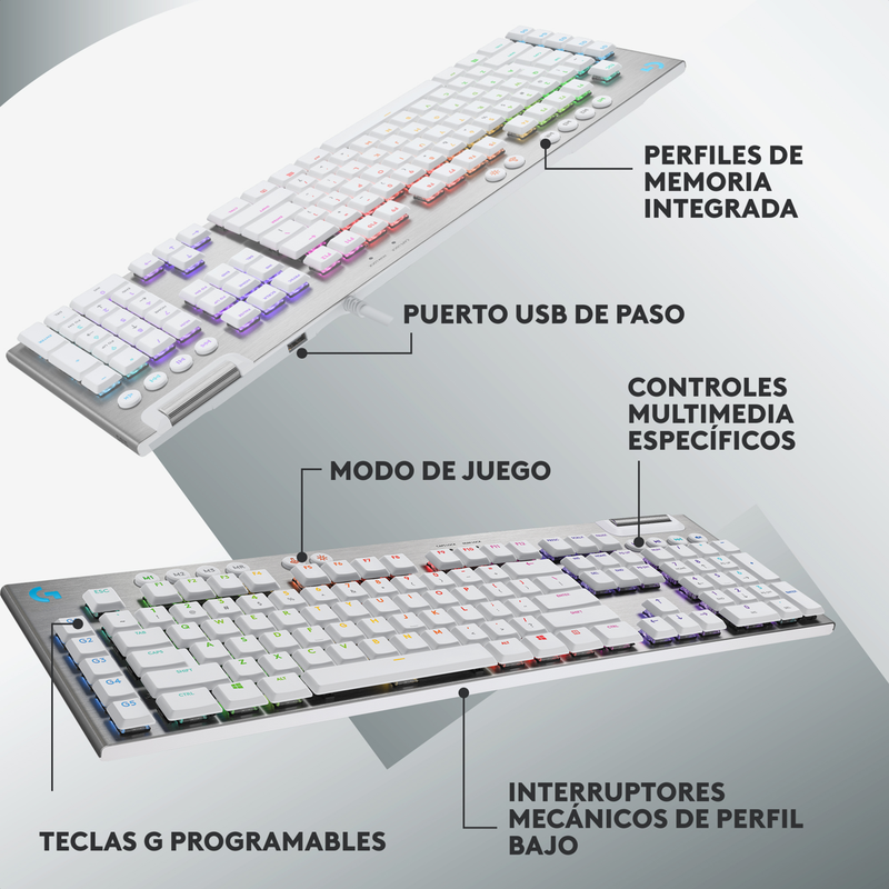 Teclado Gamer Mecánico Logitech G815, Lightsync Rgb - Blanco
