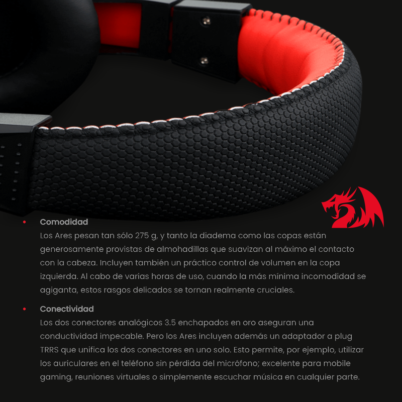 Diadema Gamer Redragon H120 Ares, Micrófono / Plug 3.5mm