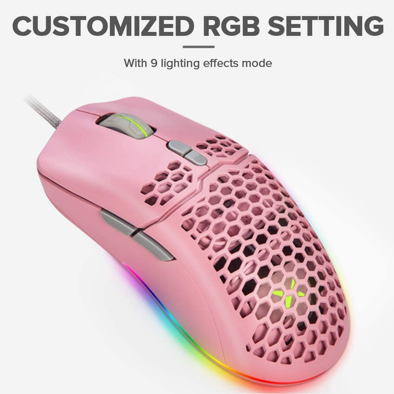 Mouse Gamer Delux M700a Rgb, Programable 7 Botones, Pink