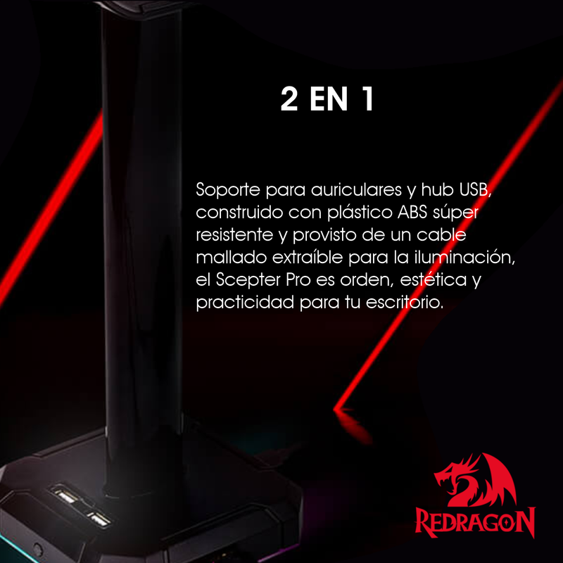 Base Para Auricular Gamer Redragon Ha300 Specter Pro Rgb