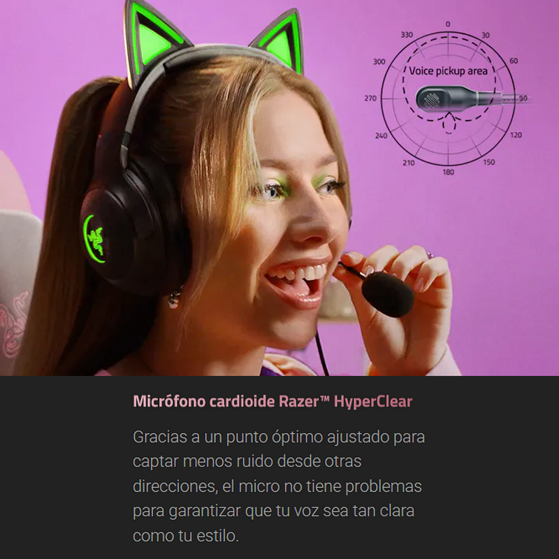 Audifonos Gamer Inalambricos Razer Kraken Kitty V2 Bt Rosa