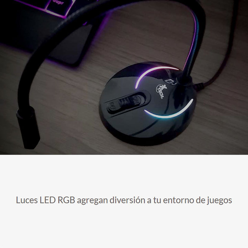 Micrófono Usb Gamer Xtech Xts-680, Luces Rgb Omnidireccional