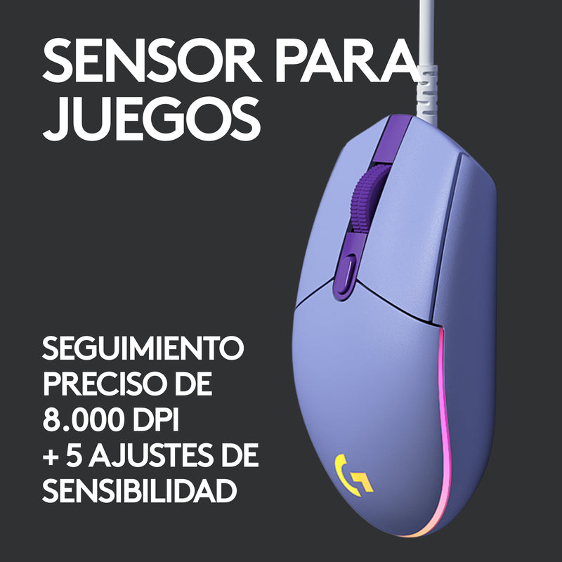 Combo Gamer Logitech Mouse G203 RGB Lila + Pad Mouse G240