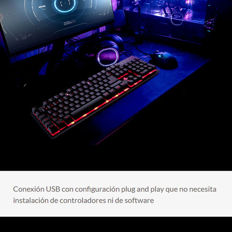 Teclado Gamer Xtech Xtk-520s, Retroiluminado 3c / Multimedia