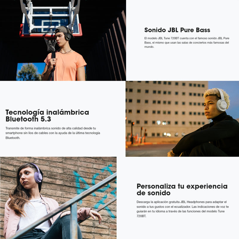 Jbl Tune 720bt, Diadema Bluetooth 5.3 Sonido Pure Bass Blanco