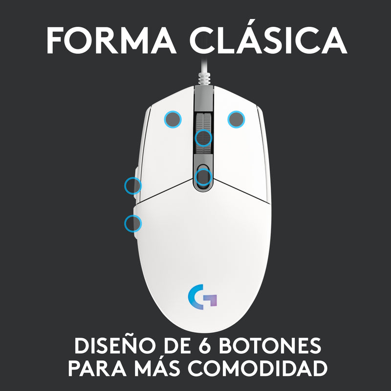 Mouse Gamer Logitech G203 Lightsync Rgb / 8000dpi - Blanco
