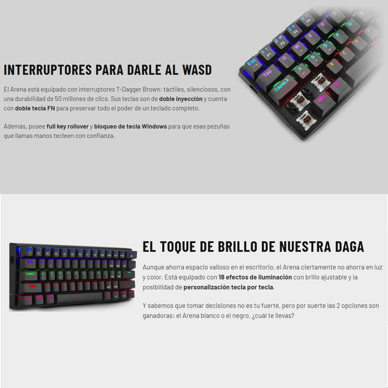 Teclado Gamer Mecánico T-dagger T-tgk321w Arena 60% Compacto
