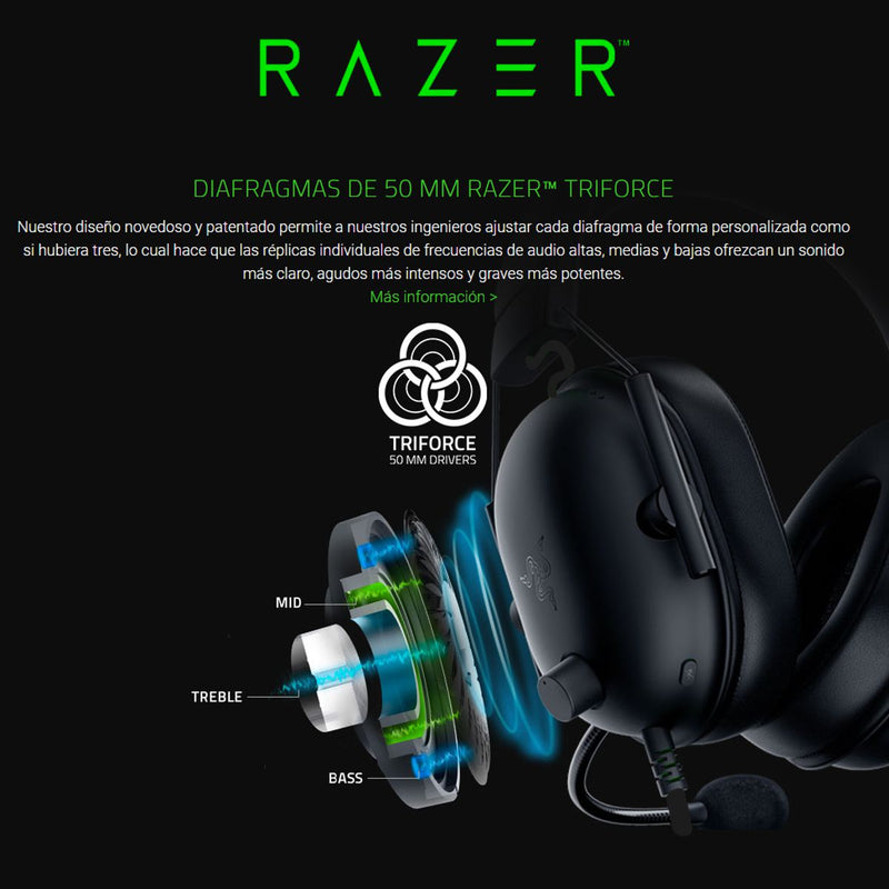 Razer Auriculares BlackShark V2 X Sonido 7.1 Mic HyperClear Cancelación Ruido PC Consolas Móvil - Total Black