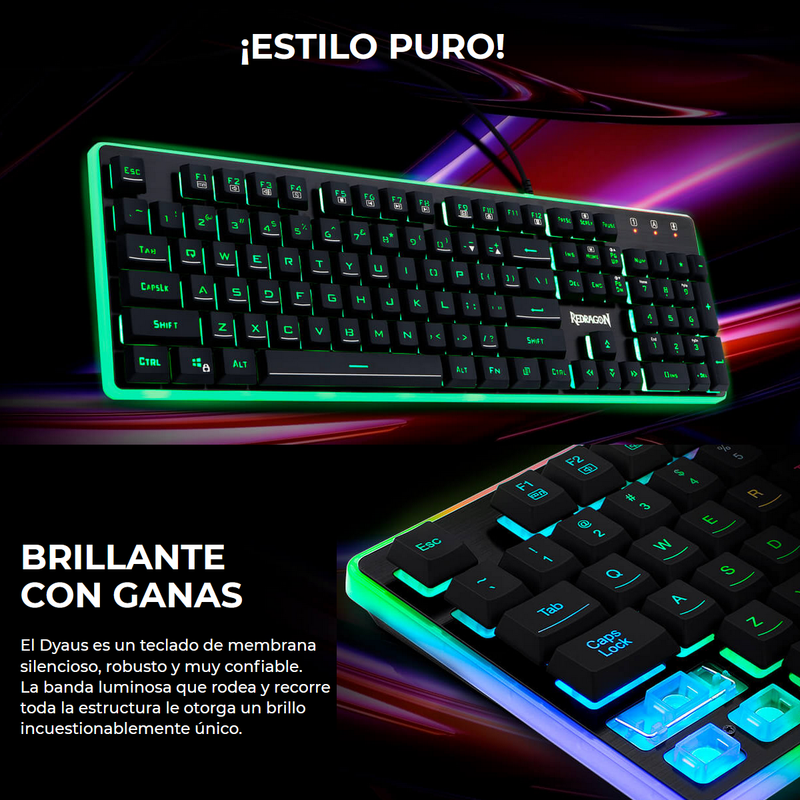 Combo Gamer Redragon Teclado Semi-mecánico K509 + Mouse M601