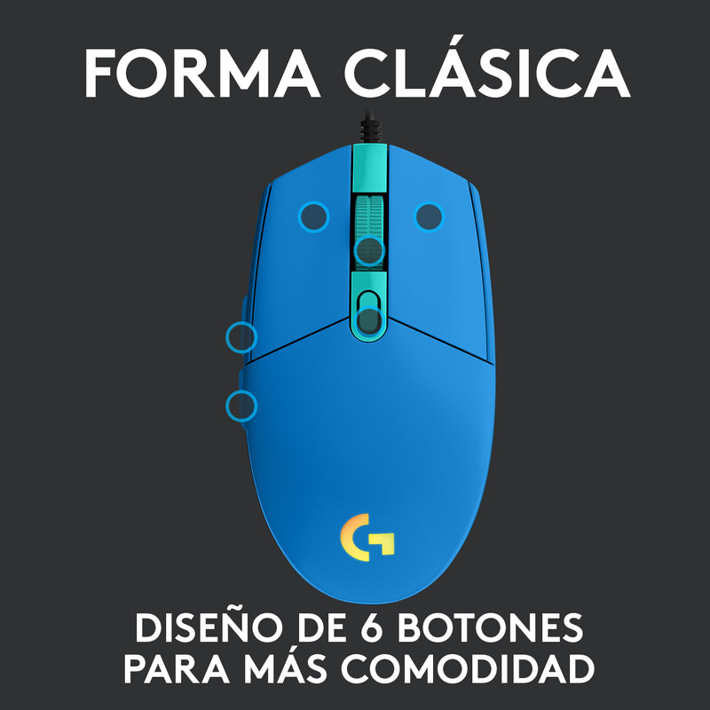 Combo Gamer Logitech Mouse G203 RGB Azul+ Pad Mouse G240