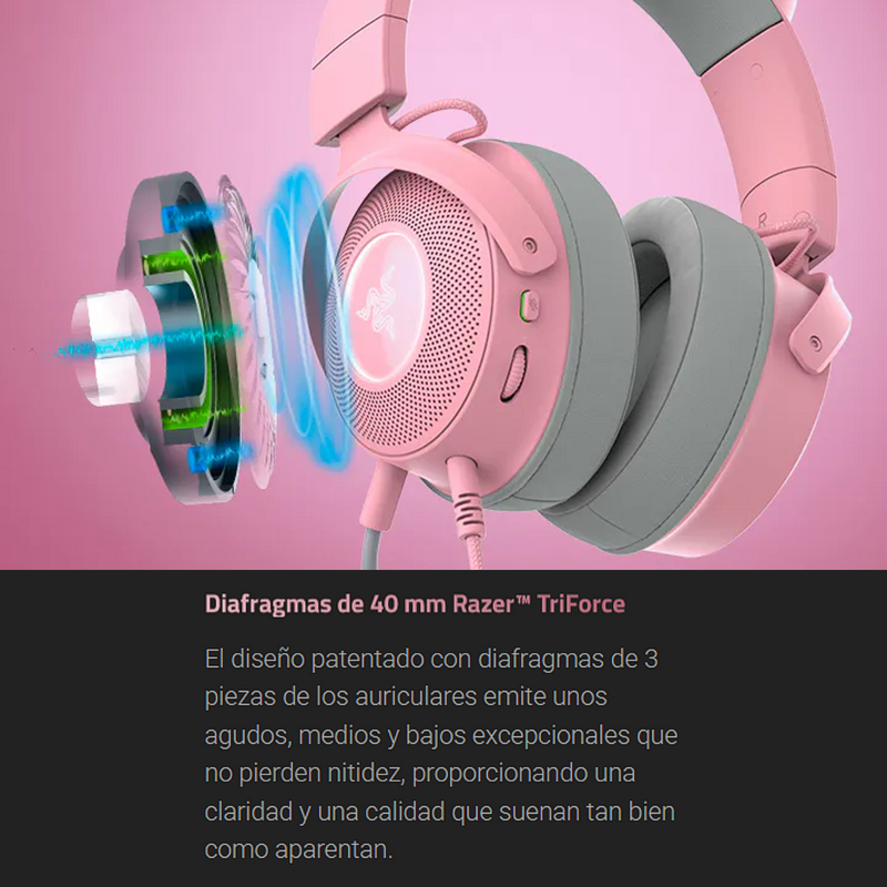 Audifonos Gamer Inalambricos Razer Kraken Kitty V2 Bt Rosa