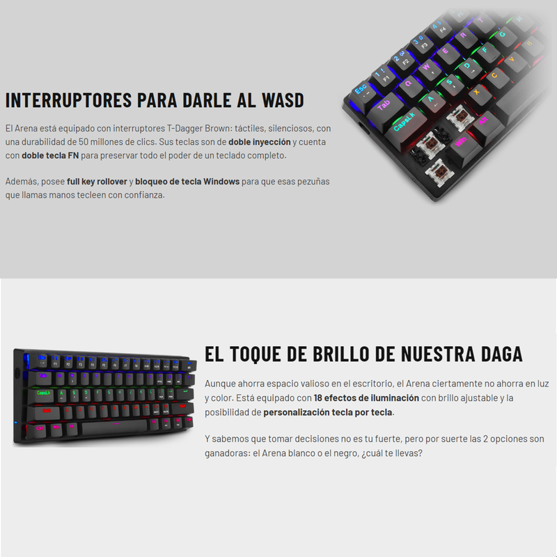 Combo Tdagger Teclado Arena Wht + Mouse Tgm301 + Pad Mouse Lava L