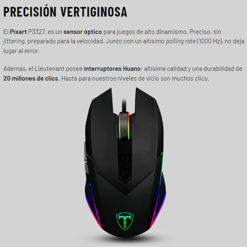 Mouse Gamer T-dagger T-tgm301 Lieutenant Rgb 12000dpi Macros