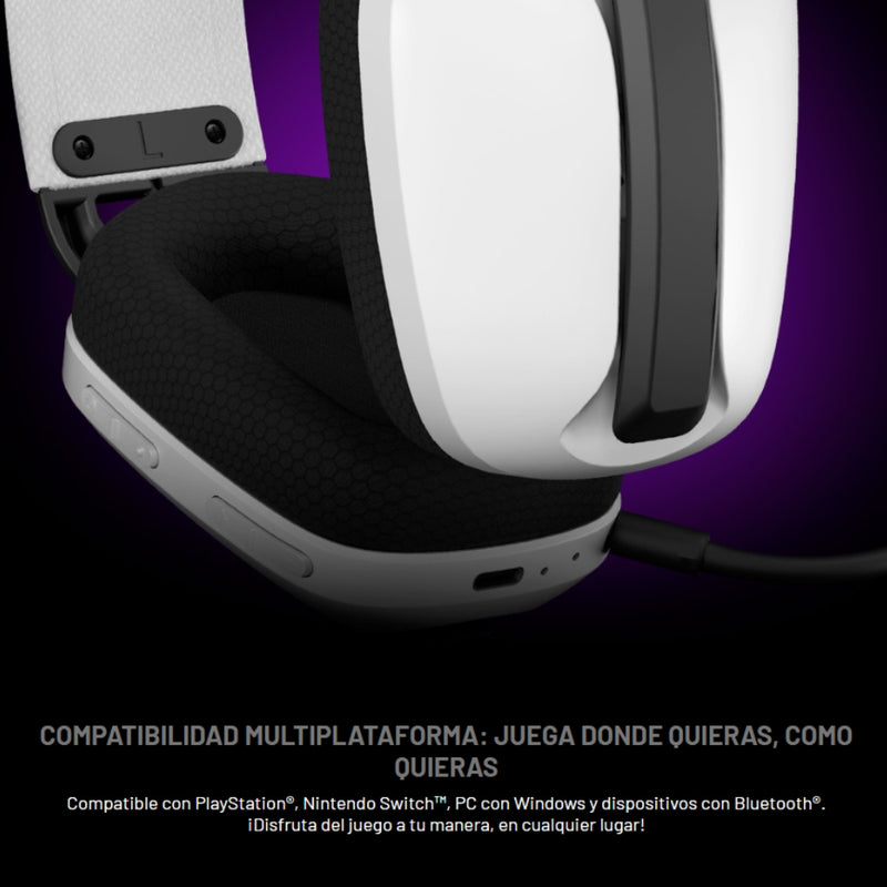 Diadema Gamer Primus Arcus 360bt, Microfono Extraible, Conexión USB 2.4Ghz / Bluetooth / Blanco