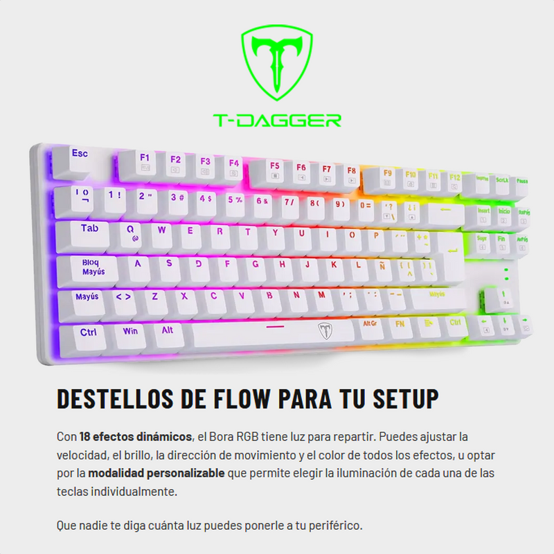 Teclado Gamer Mecánico Tkl T-dagger T-tgk315w Bora Rgb, Red