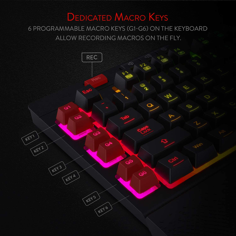 Teclado Gamer Redragon Shiva K512 Rgb Multimedia / 6 Macros