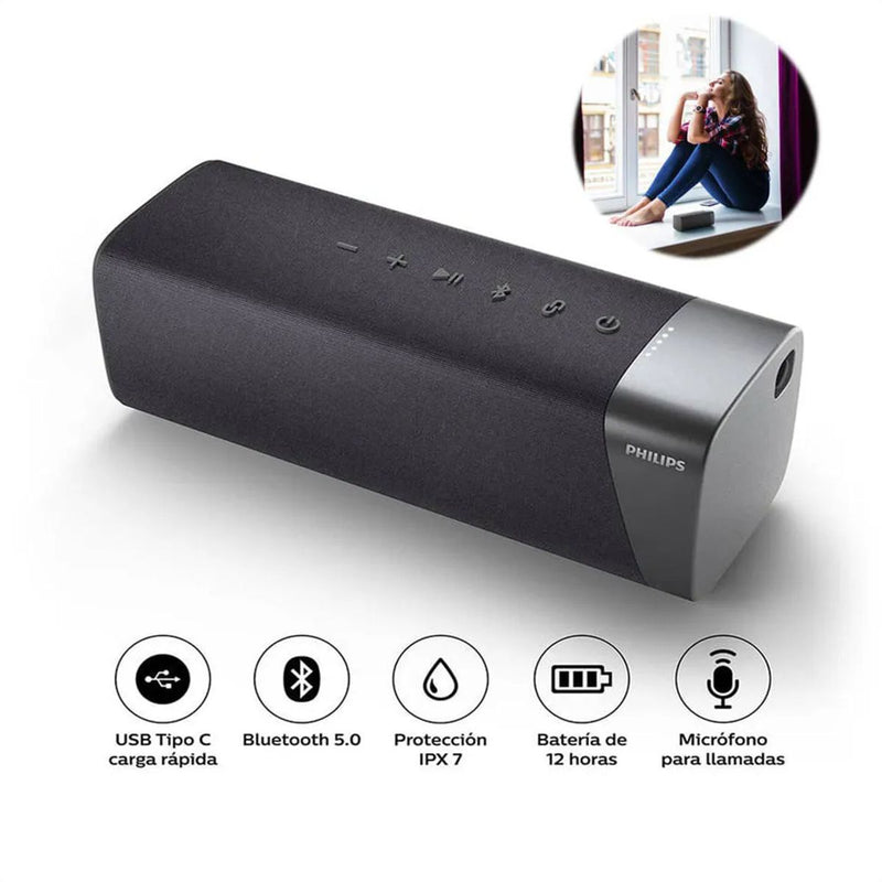 Parlante Inalámbrico Philips Tas7505, 30w, Ipx7, Power Bank