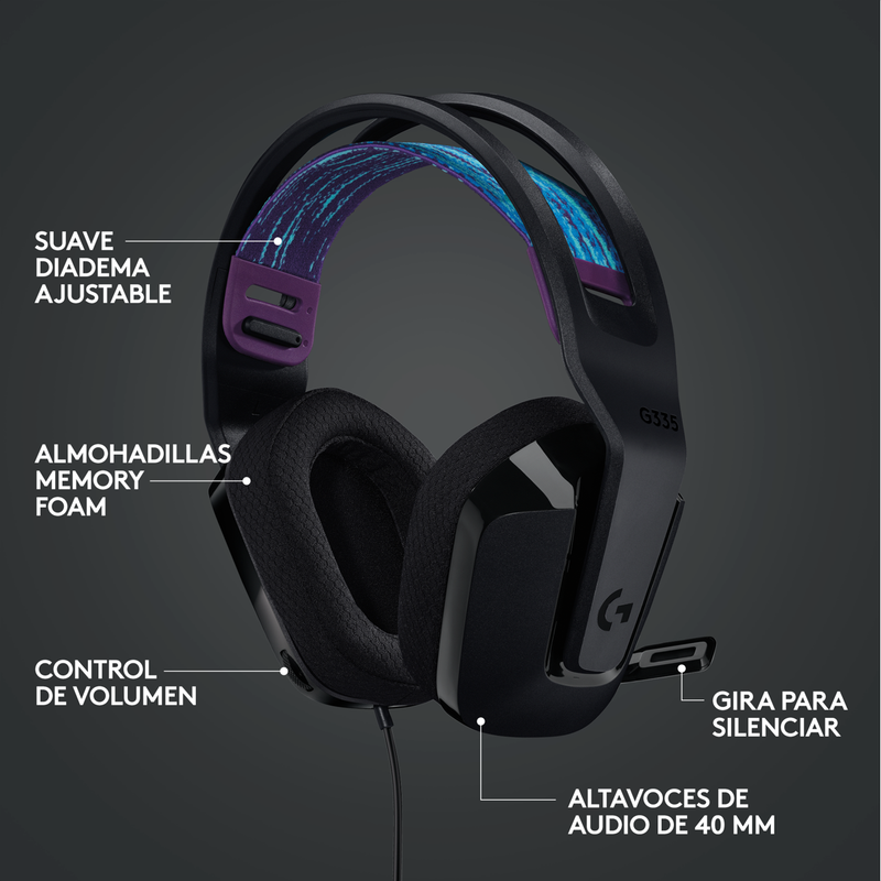 Diadema Gamer Logitech G335 / Color & Confort, Pc, Ps5, Xbox