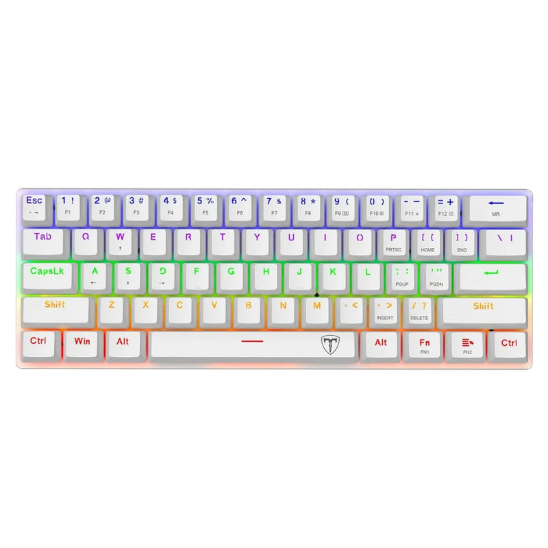 Teclado Gamer Mecanico T-dagger Arena Lite 60% Compacto, Iluminación Raimbow, Blanco