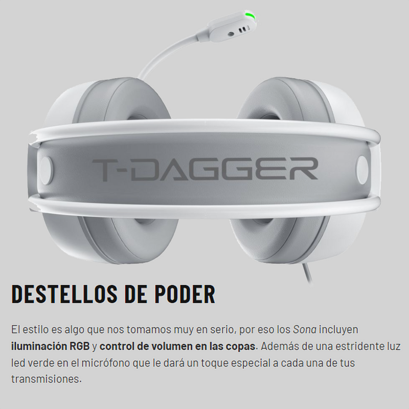 Diadema Gamer Usb T-dagger T-rgh304w Sona, Rgb / 7.1 Virtual