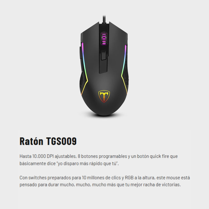 Combo Gamer 3 En 1 Teclado Mecanico TGS-009, Mouse 10000 DPI, Diadema 7.1 T-dagger