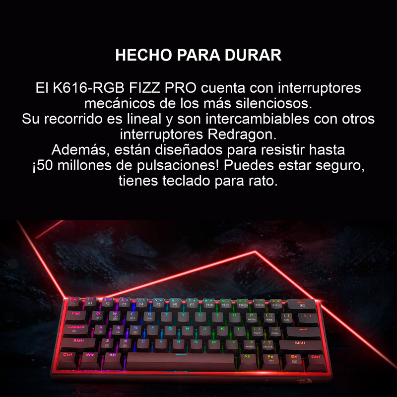 Teclado Gamer Mecánico Inalámbrico Redragon K616rgb Fizz Pro