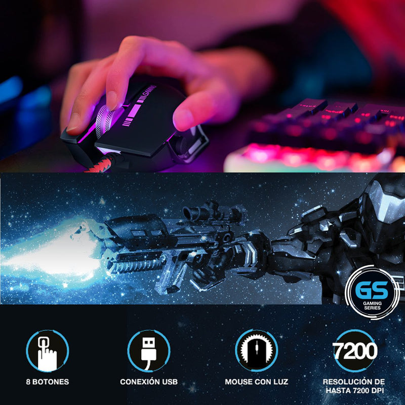 Mouse Óptico 3d Xtech Xtm-720 Combative, 8 Botones / 7200dpi