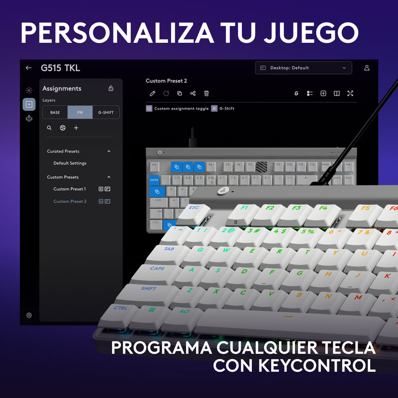 Teclado Gamer Inalámbrico Logitech G515 Lightspeed Tkl, Wht