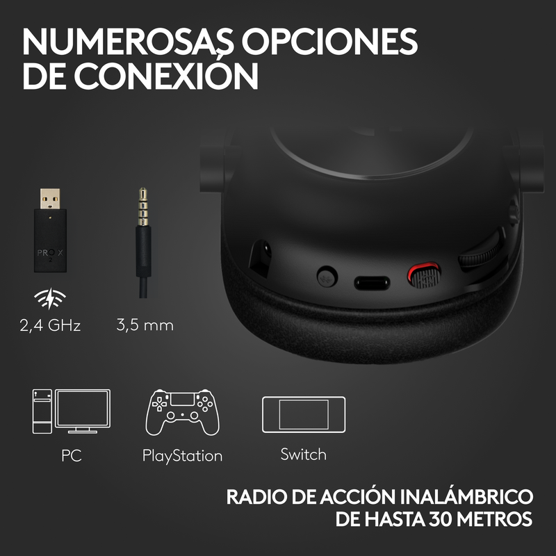 Diadema Gamer Logitech G Pro X 2, Lightspeed/bluetooth/3.5mm
