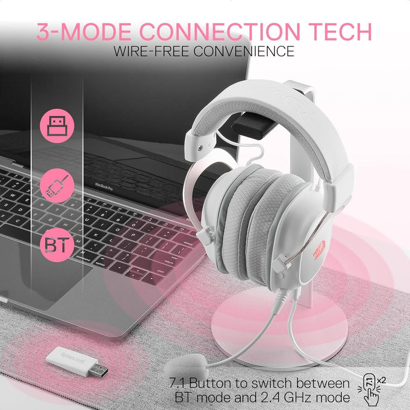 Diadema Gamer Inalámbrica 7.1 Redragon H510w Zeus Pro Rgb