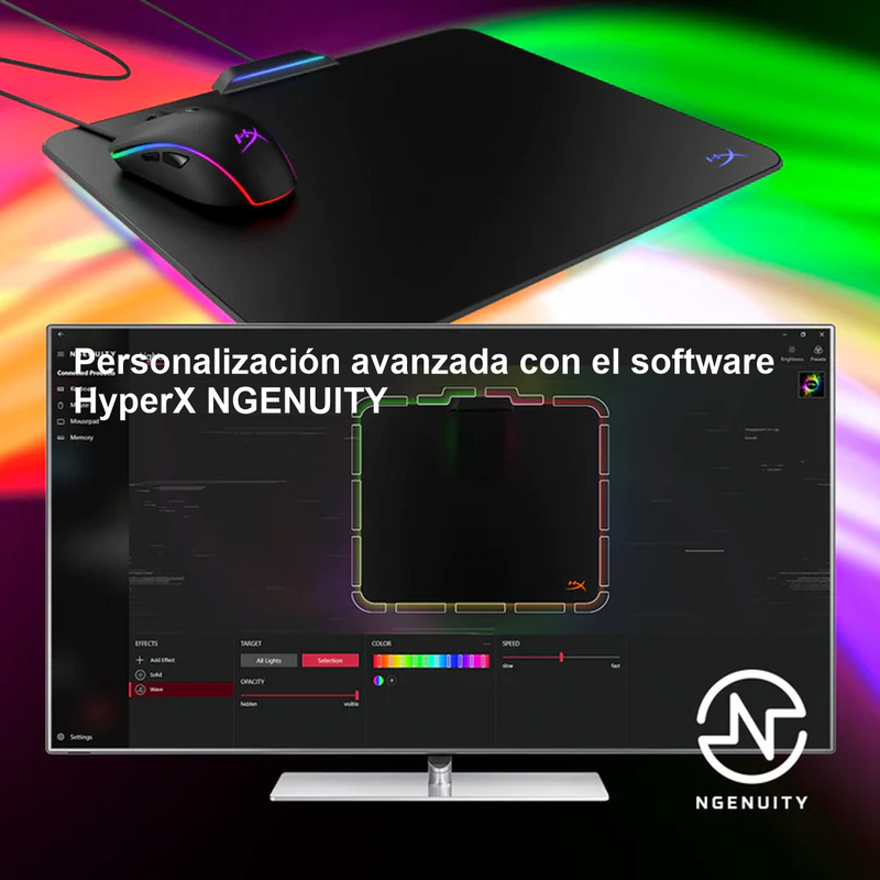 Hyperx Pad Mouse Rigido Rgb 360º Fury Ultra, 36x30x0.5cm