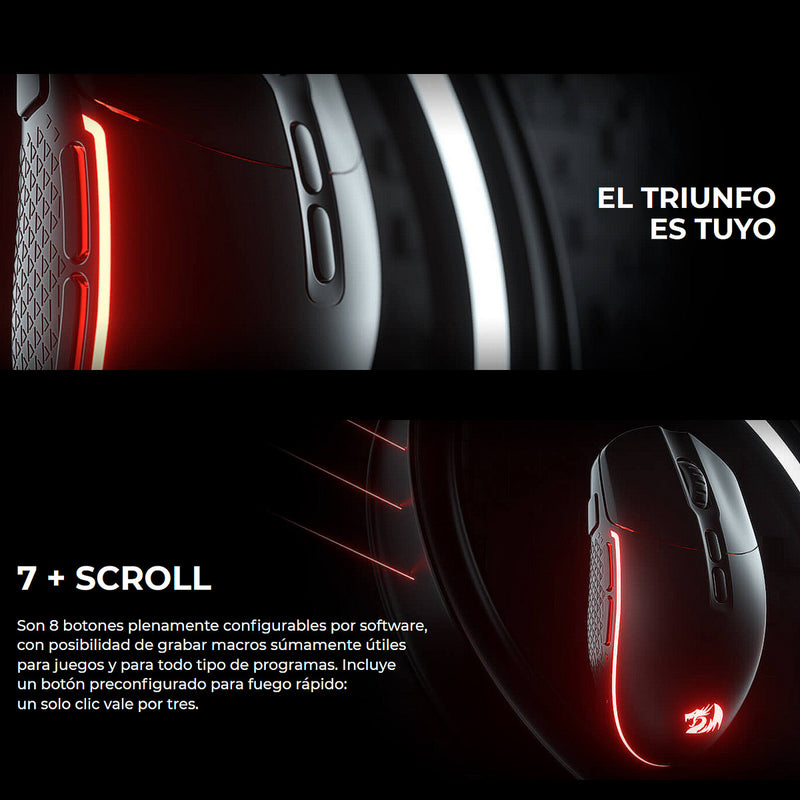 Mouse Gamer Redragon M719-rgb Invader, 10.000dpi, 8 Botones